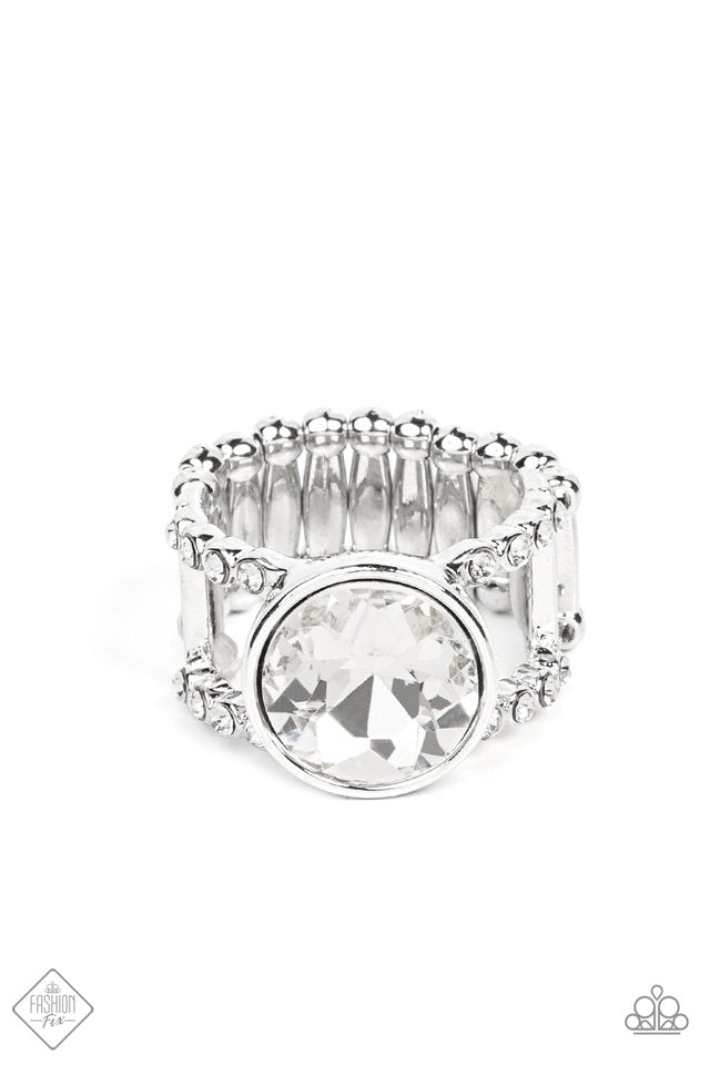 High Roller Sparkle - White - Paparazzi Ring Image