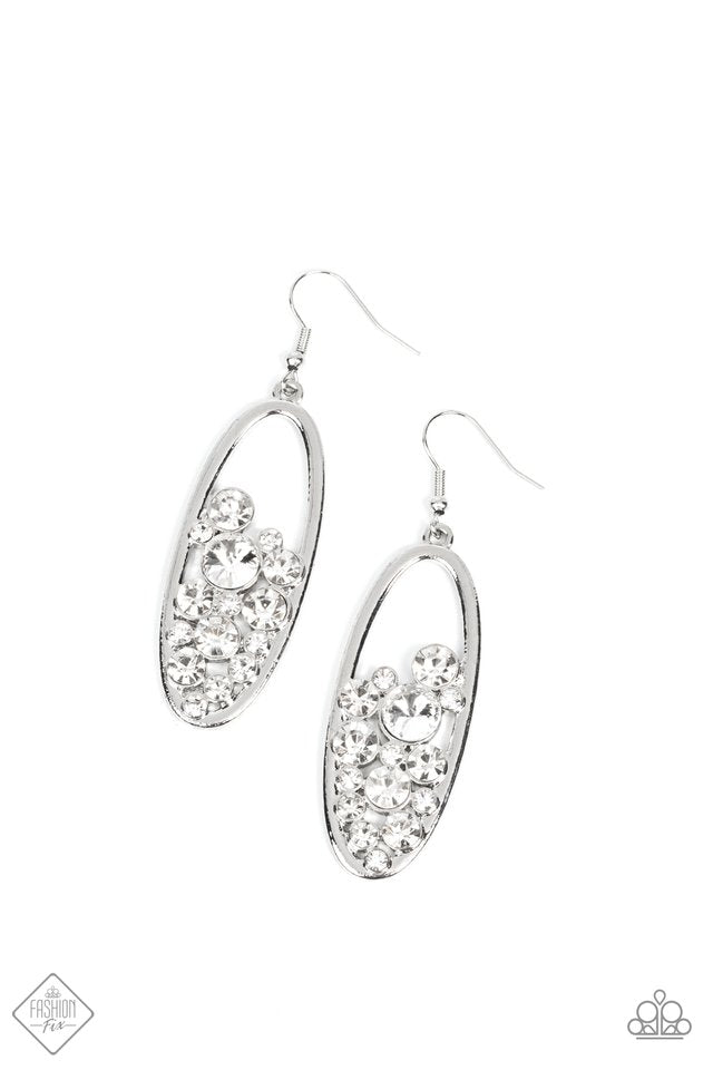 Prismatic Poker Face - White - Paparazzi Earring Image