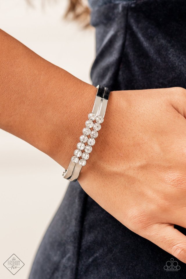 Doubled Down Dazzle - White - Paparazzi Bracelet Image