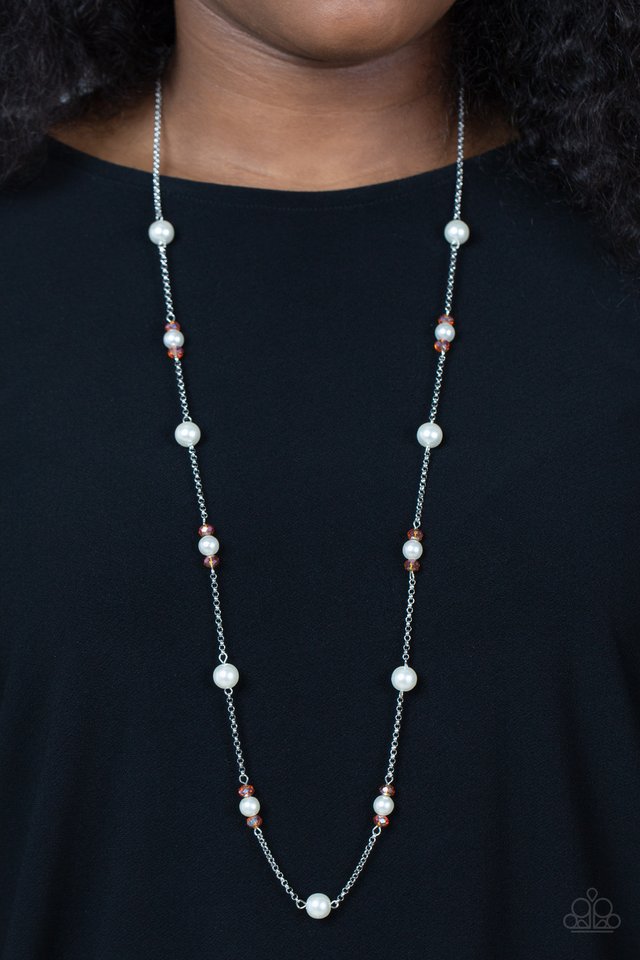 ​Keep Your Eye on the BALLROOM - Orange - Paparazzi Necklace Image