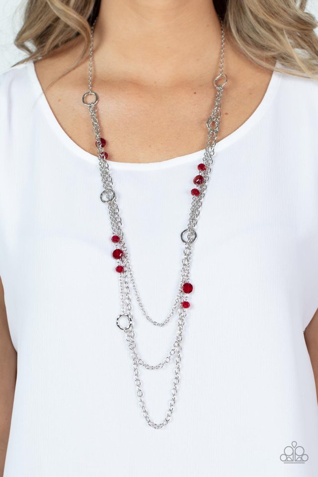 Starry-Eyed Eloquence - Red - Paparazzi Necklace Image