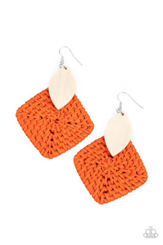 Sabbatical WEAVE - Orange - Paparazzi Earring Image