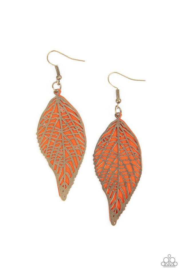 Leafy Luxury - Orange - Paparazzi Earring Image
