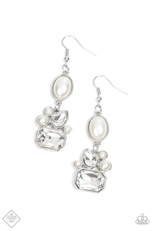 ​Showtime Twinkle - White - Paparazzi Earring Image