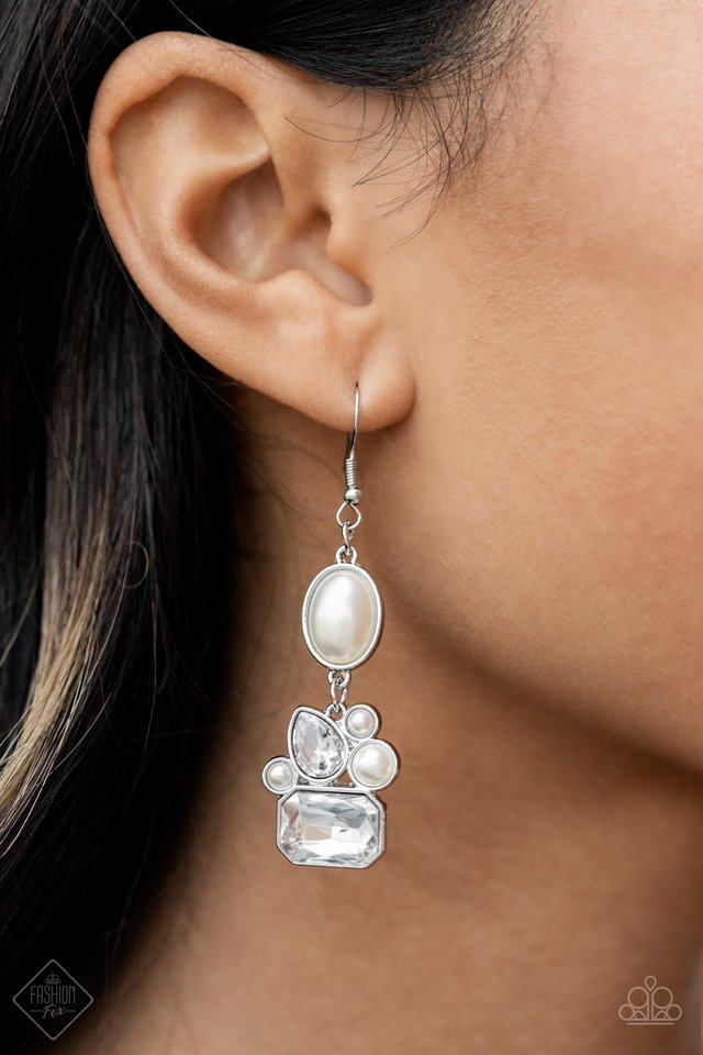 ​Showtime Twinkle - White - Paparazzi Earring Image