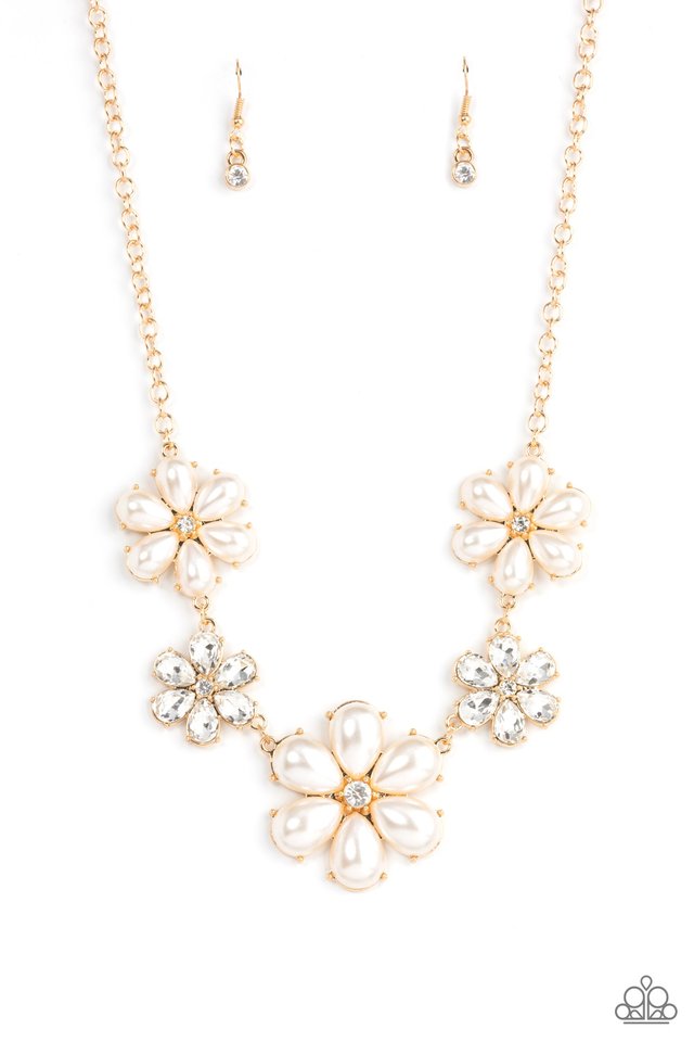 Fiercely Flowering - Gold - Paparazzi Necklace Image
