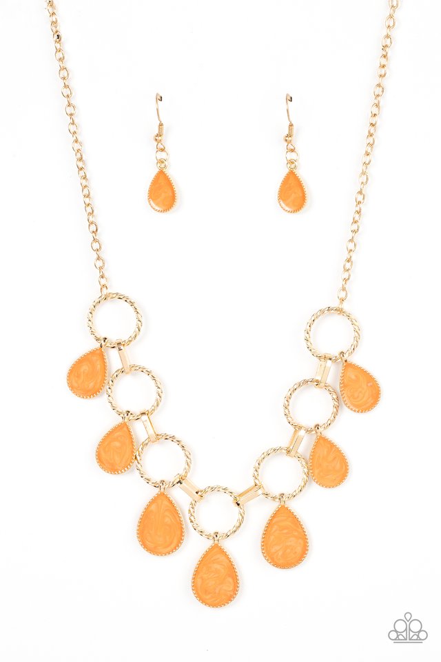 Golden Glimmer - Orange - Paparazzi Necklace Image