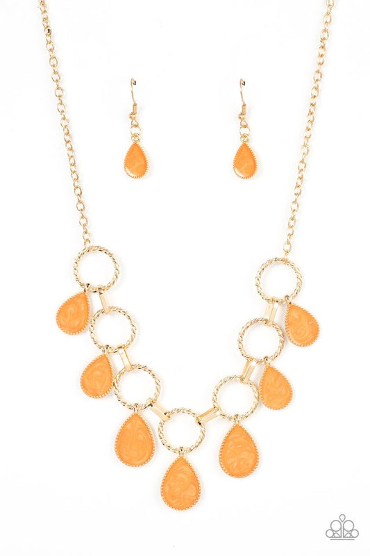 Golden Glimmer - Orange - Paparazzi Necklace Image