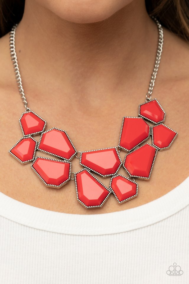 Double-DEFACED - Red - Paparazzi Necklace Image