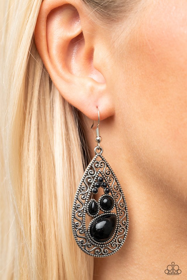 Nautical Daydream - Black - Paparazzi Earring Image