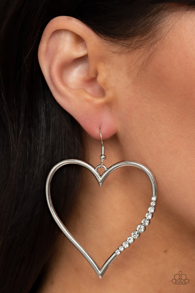 Bewitched Kiss - White - Paparazzi Earring Image