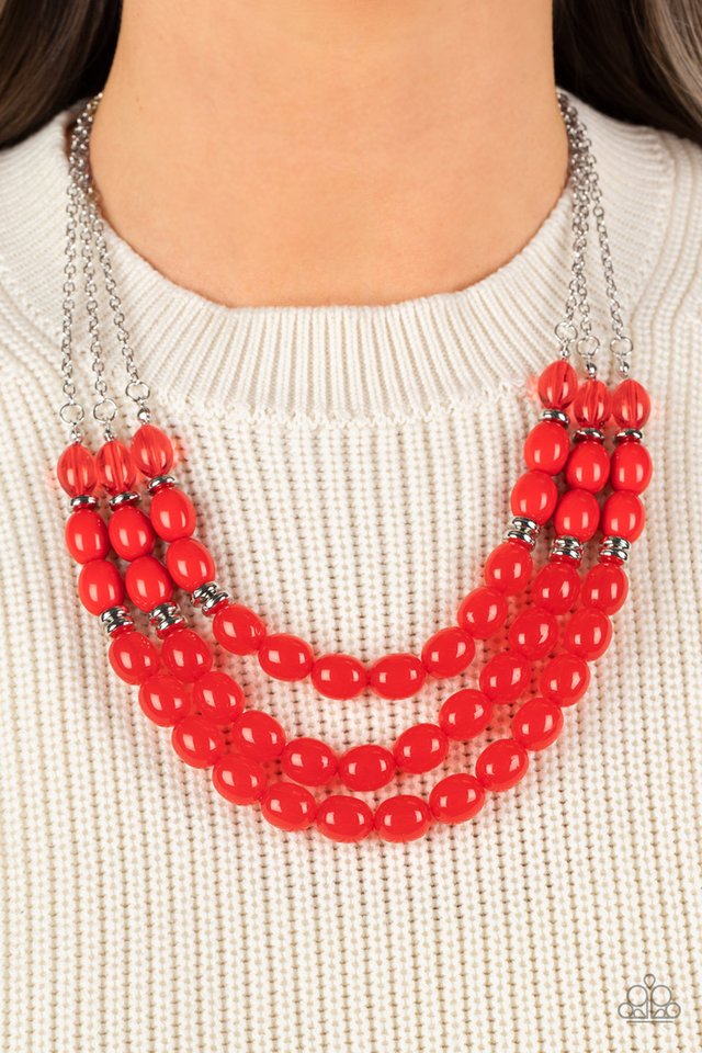 Coastal Cruise - Red - Paparazzi Necklace Image