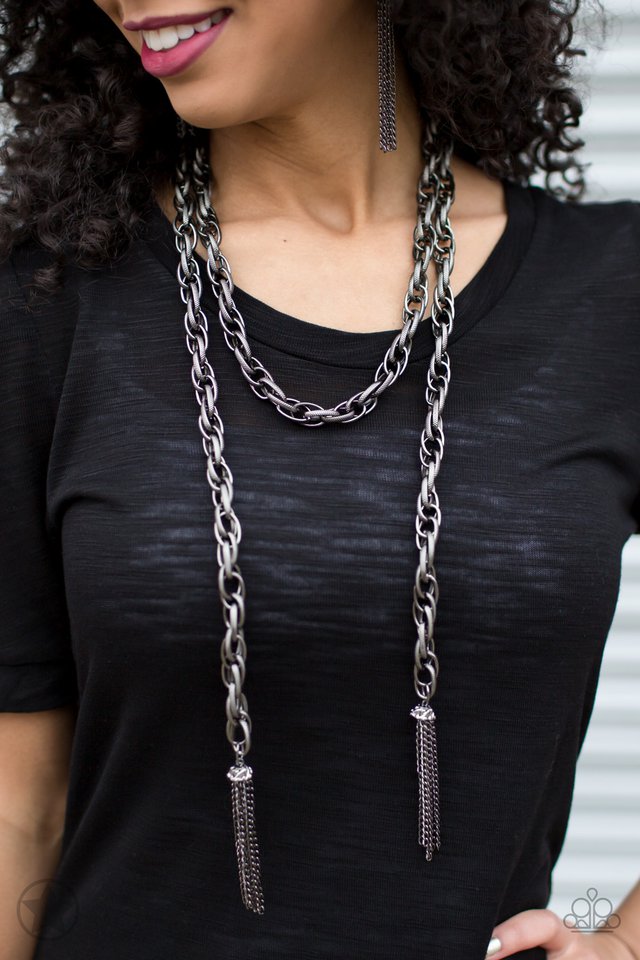SCARFed for Attention - Gunmetal - Paparazzi Necklace Image