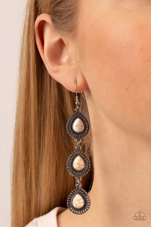 Desertscape Dweller - White - Paparazzi Earring Image