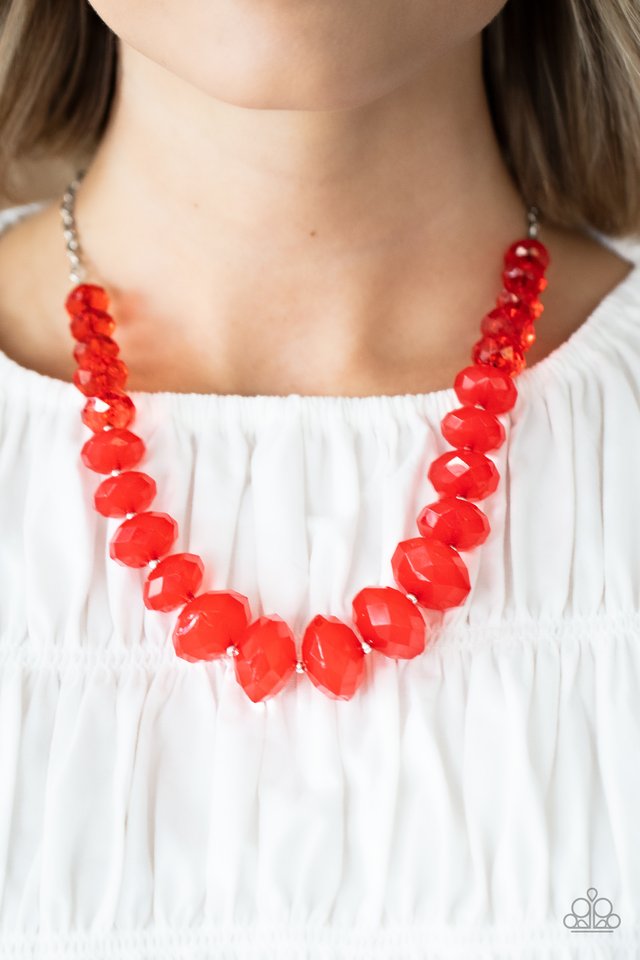 Happy-GLOW-Lucky - Red - Paparazzi Necklace Image
