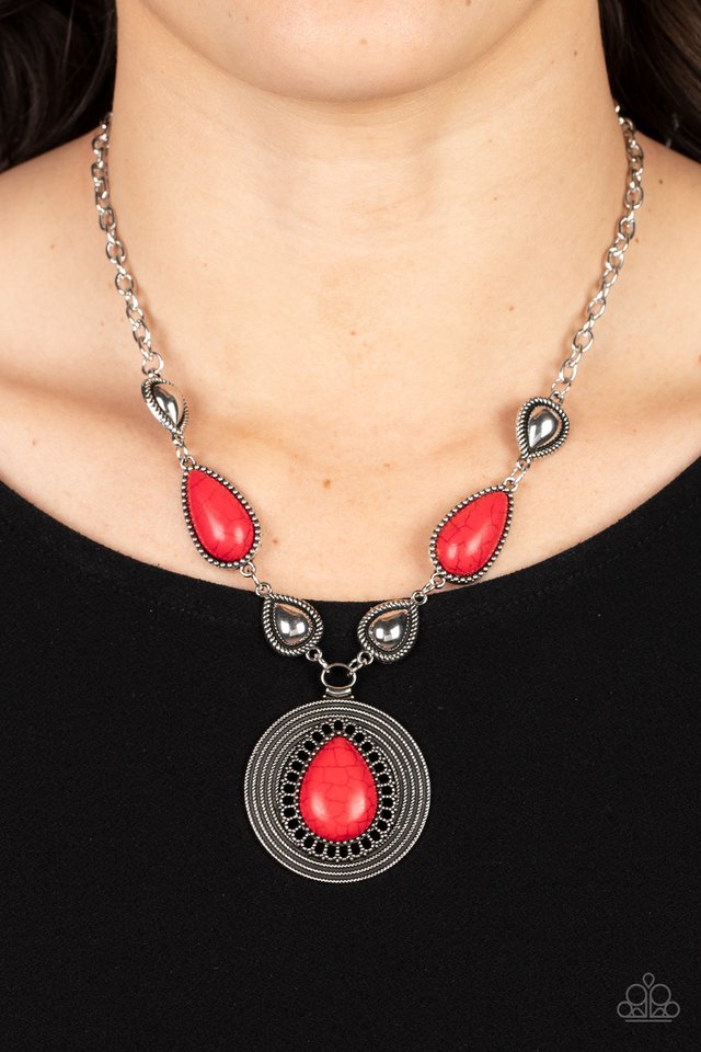 Saguaro Soul Trek - Red - Paparazzi Necklace Image