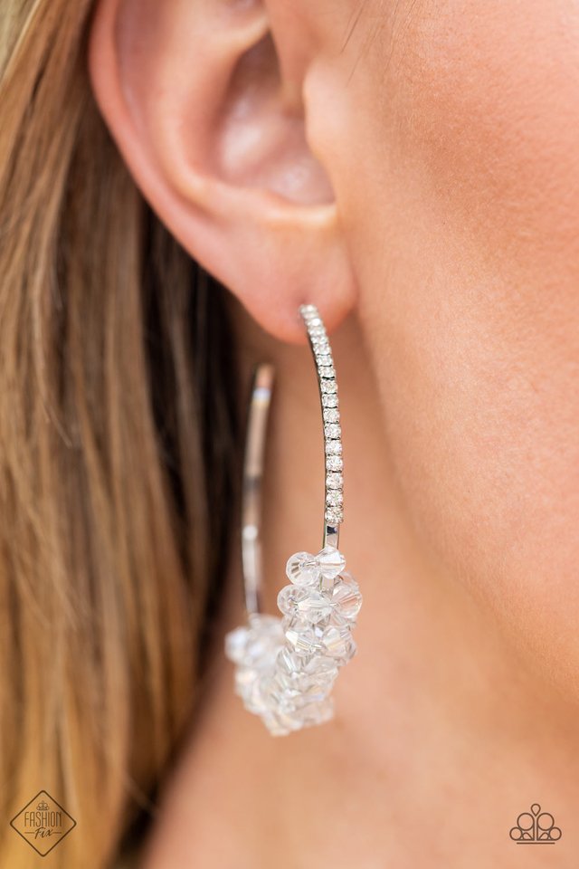 Bubble-Bursting Bling - White - Paparazzi Earring Image