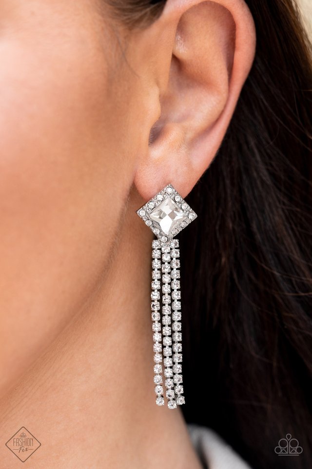 Seasonal Sparkle - White - Paparazzi Earring Image