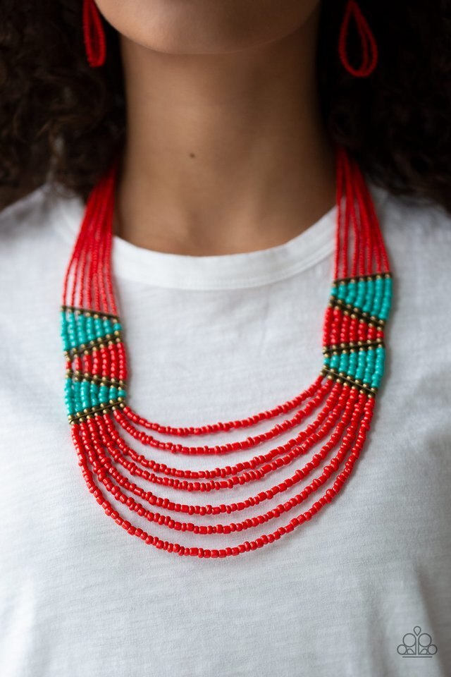 Paparazzi Necklace ~ Kickin It Outback - Red