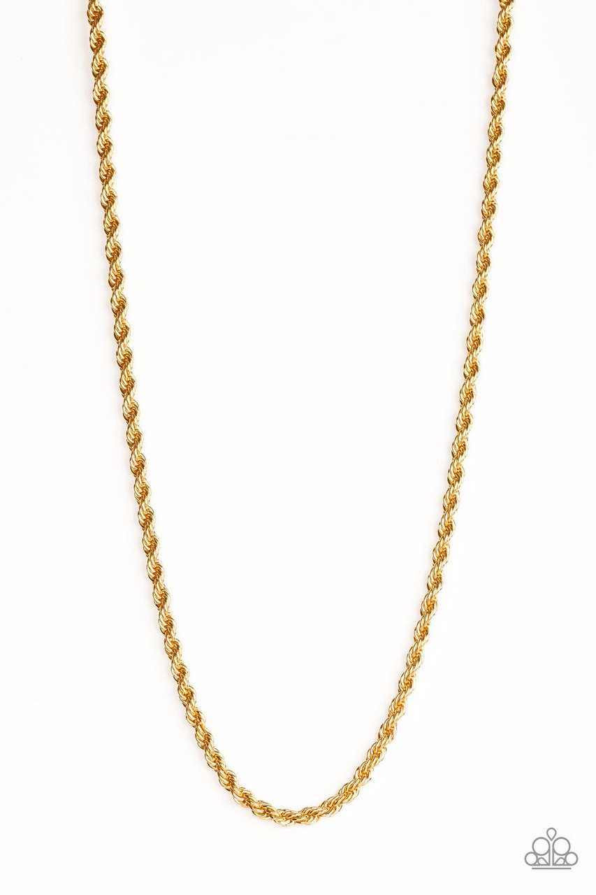 Men's Paparazzi Necklace ~ Double Dribble - Gold