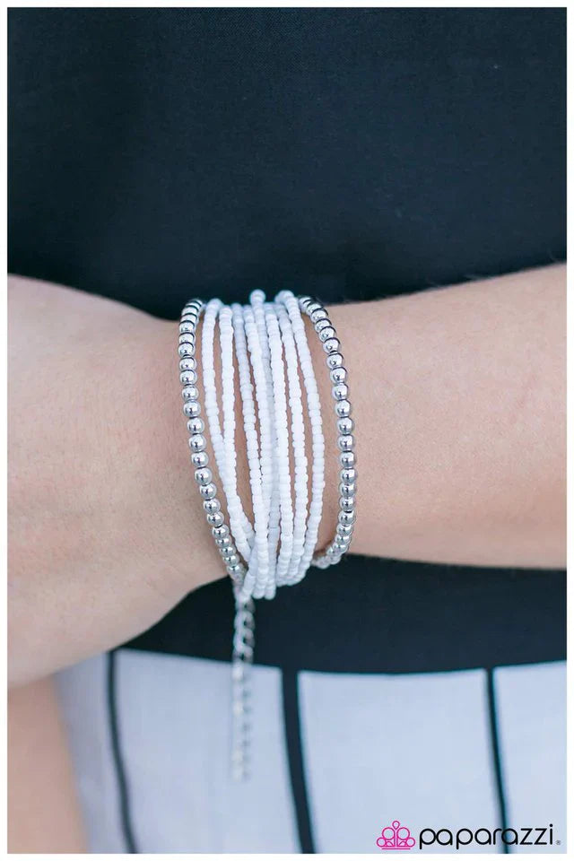 Paparazzi Bracelet ~ Today is a BEAD-iful Day - White