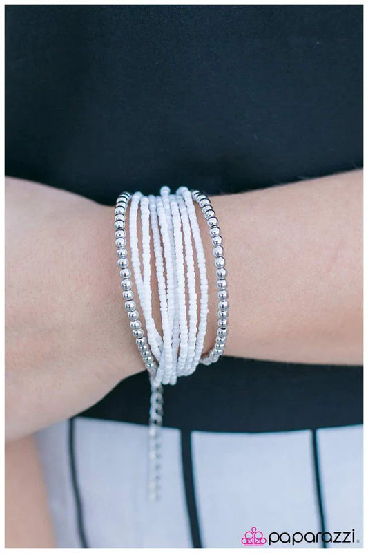 Paparazzi Bracelet ~ Today is a BEAD-iful Day - White