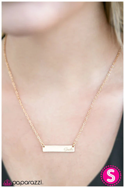 Paparazzi Necklace ~ Keep Smiling - Gold