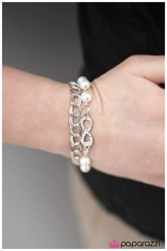 Paparazzi Bracelet ~ Forever Is Not Enough  - White