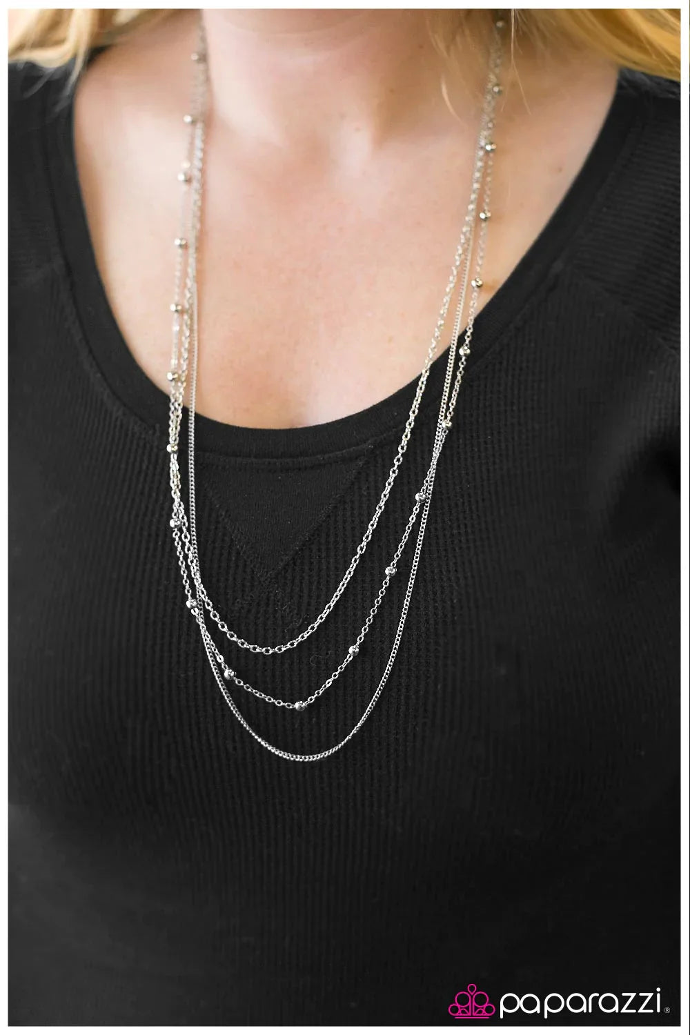 Paparazzi Necklace ~ Metallic Crescendo- Silver