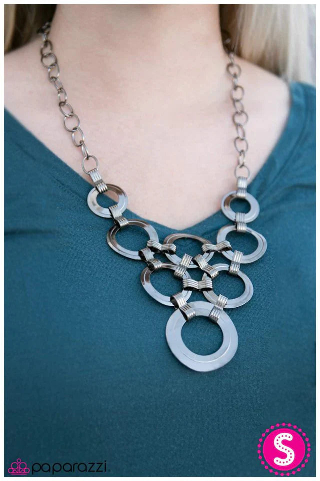 Paparazzi Necklace ~ Fiercely Fastened - Black