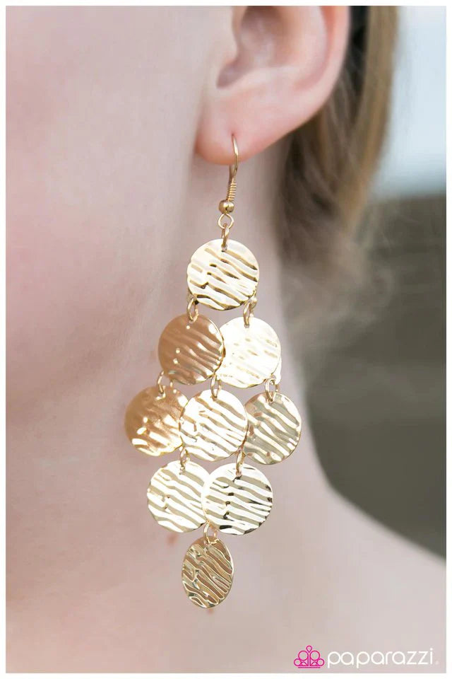 Paparazzi Earring ~ Metallic Pools - Gold