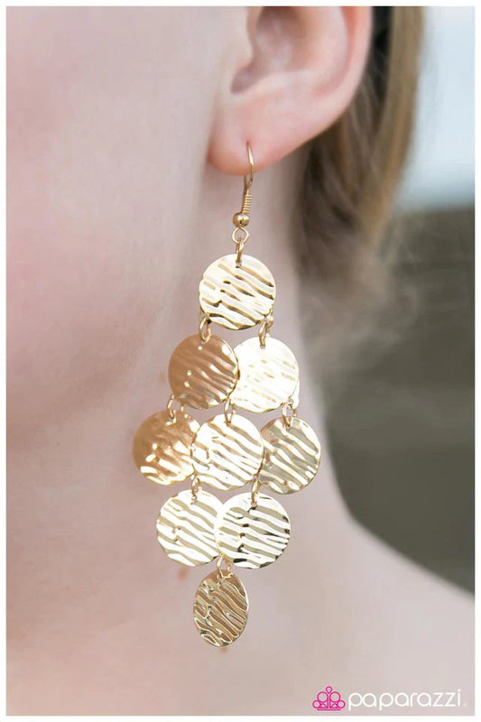 Paparazzi Earring ~ Metallic Pools - Gold