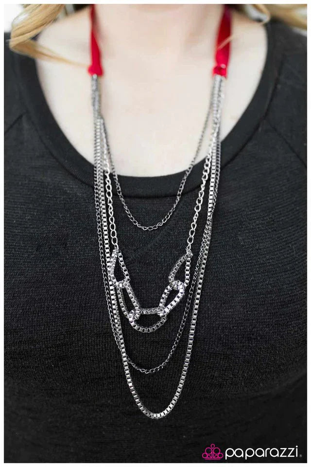 Paparazzi Necklace ~ Delicately Dangerous - Red