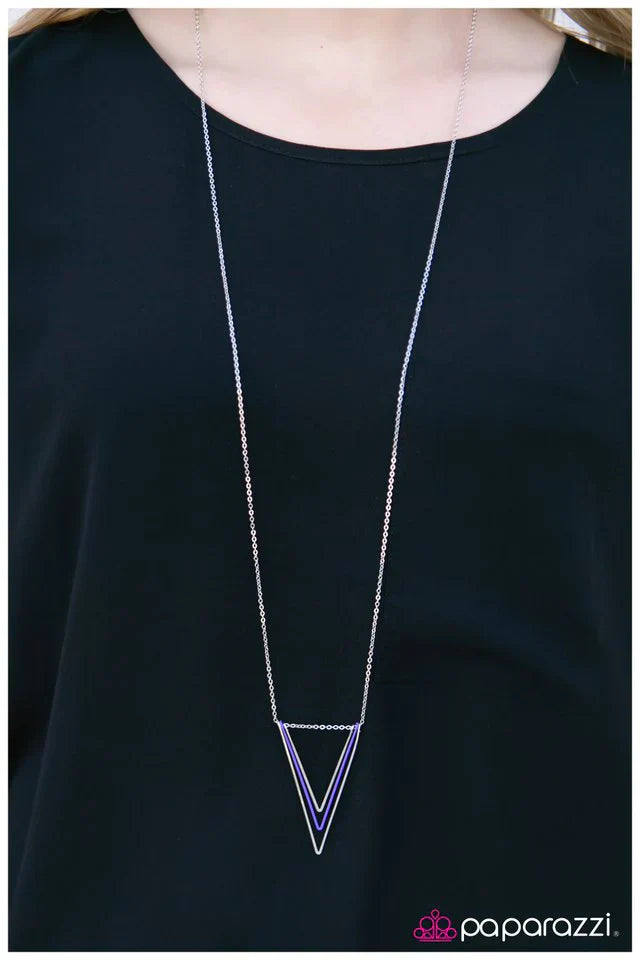 Paparazzi Necklace ~ V Right There! - Purple