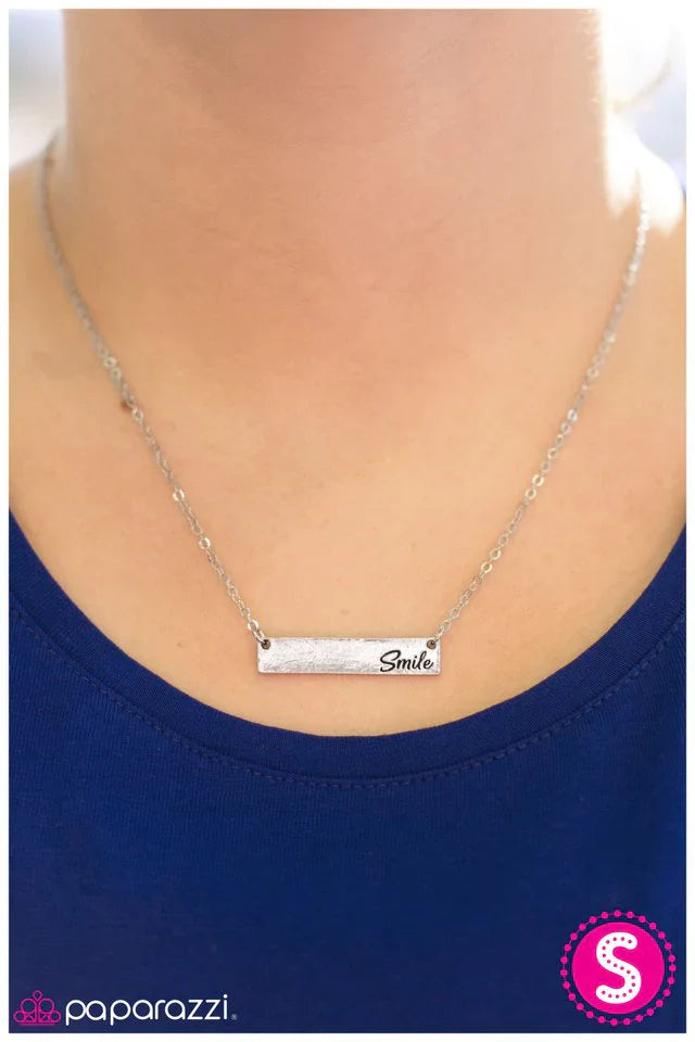 Paparazzi Necklace ~ Keep Smiling - Silver