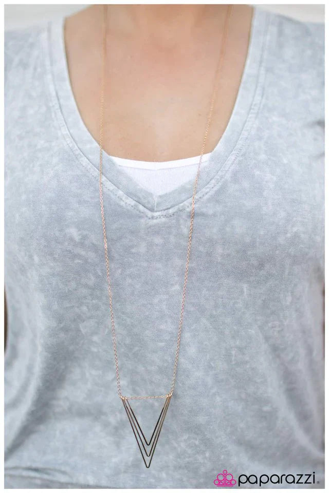 Paparazzi Necklace ~ V Right There! - Gold