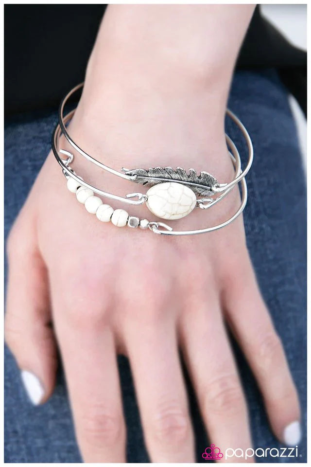 Paparazzi Bracelet ~ Catch A Tail Wind - White