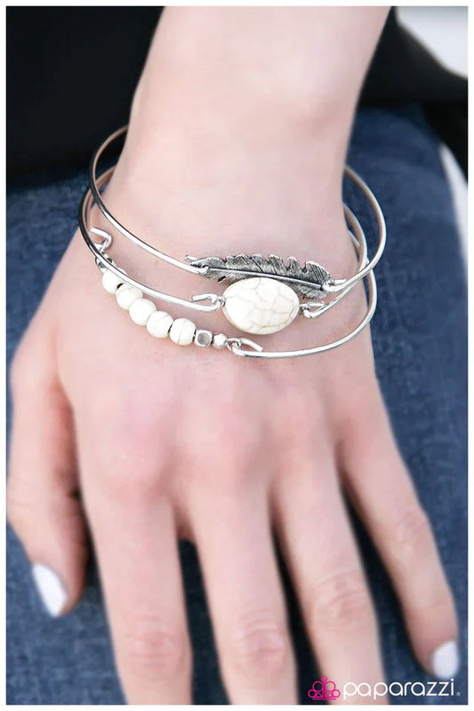 Paparazzi Bracelet ~ Catch A Tail Wind - White