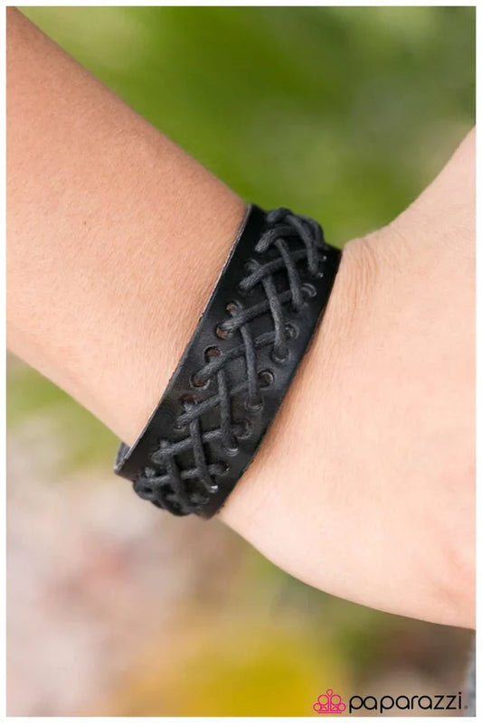 Paparazzi Bracelet ~ Laces Out - Black