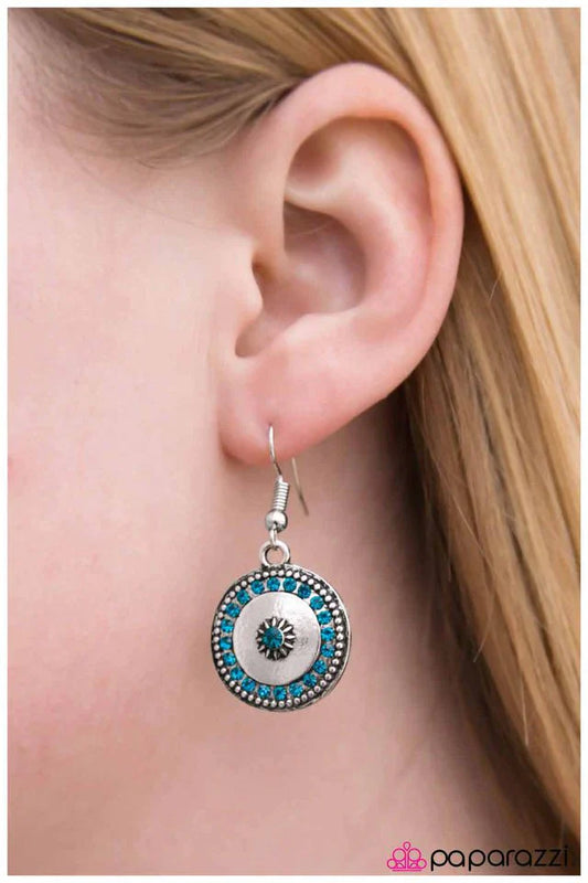 Paparazzi Earring ~ GLITTER Bug - Blue