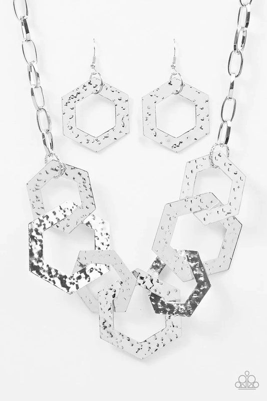 Paparazzi Necklace ~ The HEX Factor - Silver