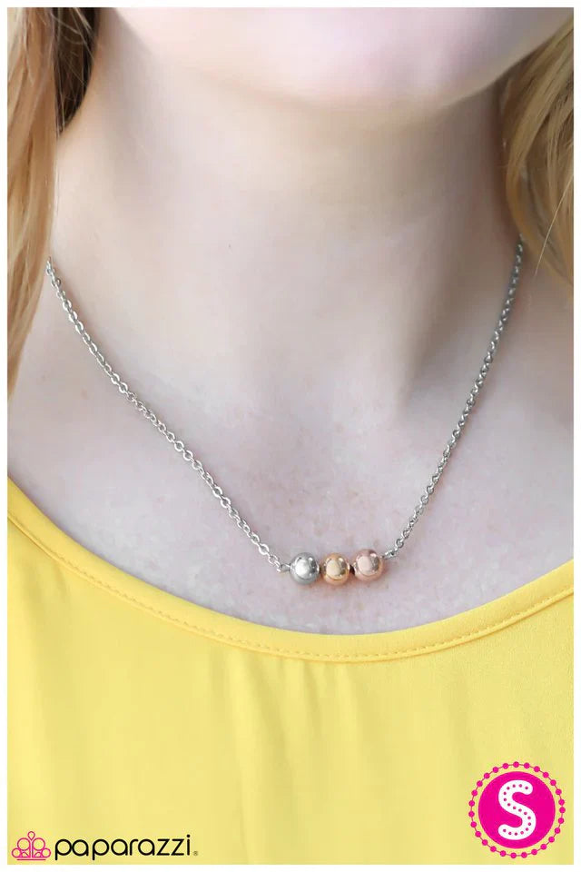 Paparazzi Necklace ~ The TRIO Grande - Silver