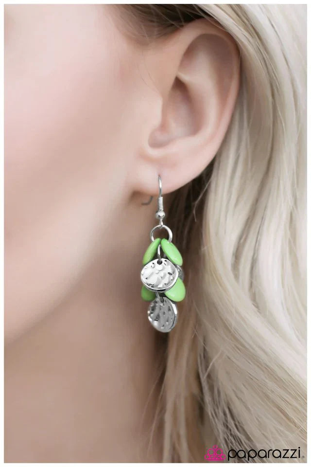 Paparazzi Earring ~ I Like To Move It - Green