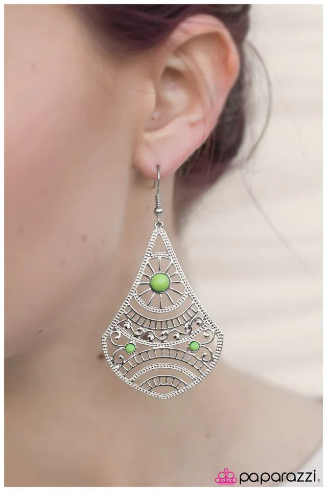 Paparazzi Earring ~ Corolla Sunrise - Green