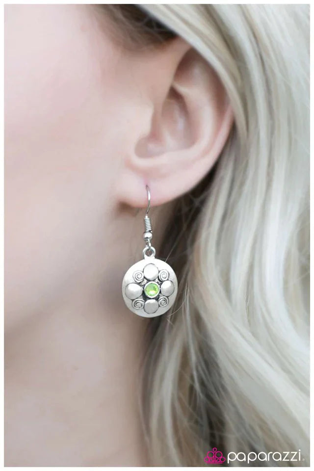 Paparazzi Earring ~ Bright and Brilliant - Green