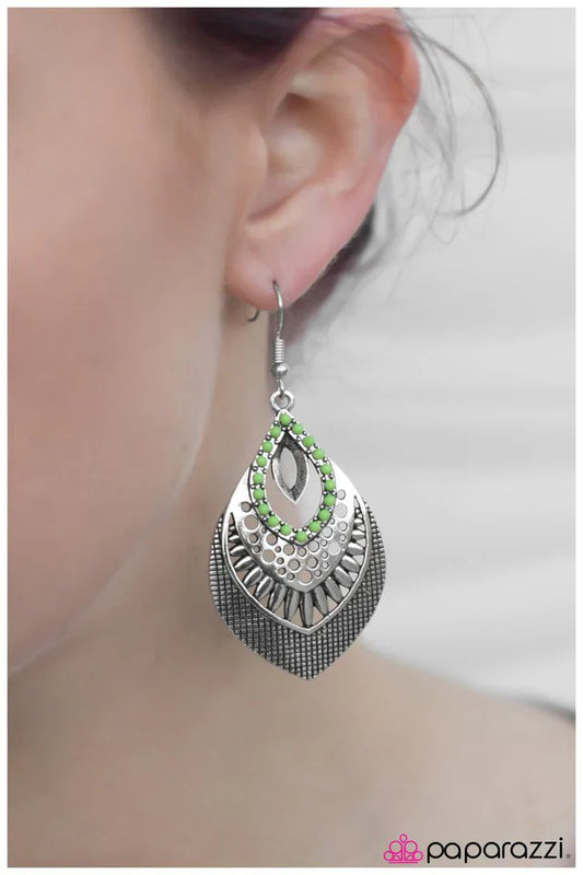 Paparazzi Earring ~ Jungle Tour - Green