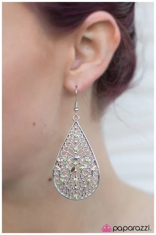 Paparazzi Earring ~ At First Glance - Green