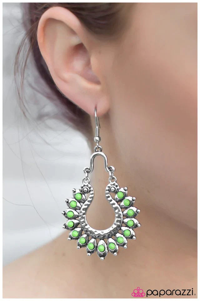 Paparazzi Earring ~ The Old West - Green