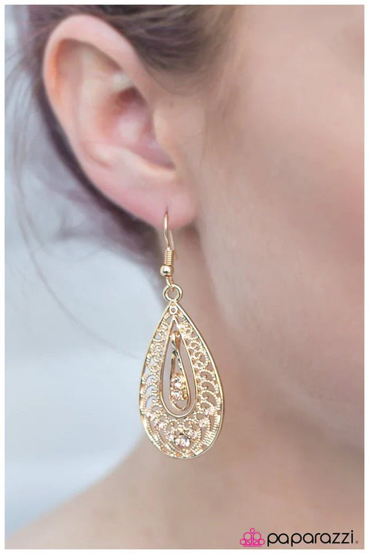 Paparazzi Earring ~ Who Needs Glass Slippers? - Gold