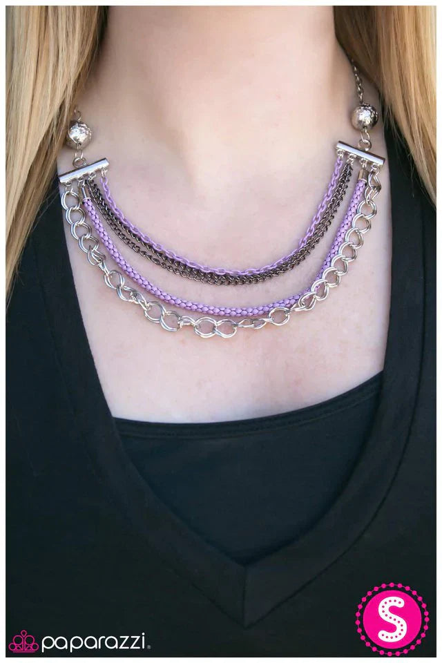 Paparazzi Necklace ~ Bar None - Purple